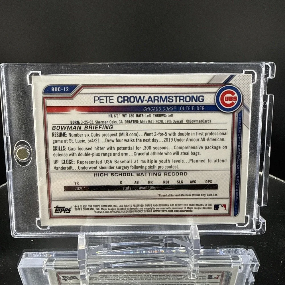 Pete Crow-Armstrong 2021 Bowman Chrome Aqua Lava Refractor Prospect /199